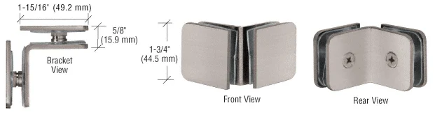 Shower Glass Traditional 90° Oversized Glass Clamp, Brushed Nickel – CRL GCB91BN, photo 2