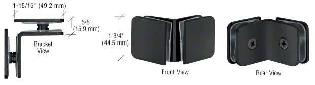 Shower Glass Traditional 90° Oversized Glass Clamp, Matte Black – CRL GCB91MBL, photo 2