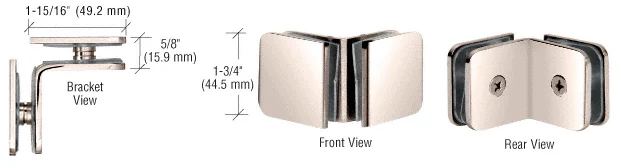 Shower Glass Traditional 90° Oversized Glass Clamp, Polished Nickel – CRL GCB91PN, photo 2