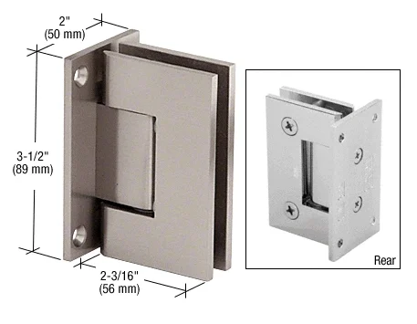 Shower Door Hinge: Geneva 037 Wall Mount, Full Back Plate, Brushed Nickel – CRL GEN037BN, photo 2