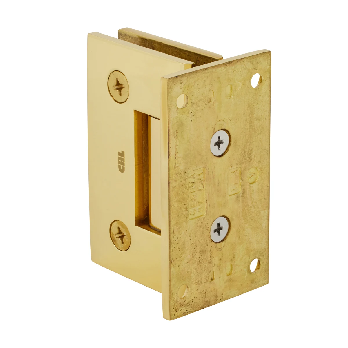Shower Door Hinge: Geneva 037 Wall Mount, Full Back Plate, Polished Brass – CRL GEN037BR, photo 3