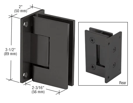 Shower Door Hinge: Geneva 037 Wall Mount, Full Back Plate, Matte Black – CRL GEN037MBL, photo 2