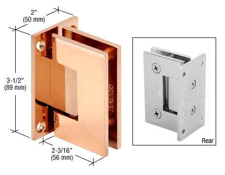 Shower Door Hinge: Geneva 037 Wall Mount, Full Back Plate, Polished Copper – CRL GEN037PC0, photo 2