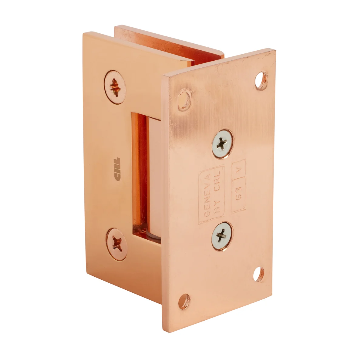 Shower Door Hinge: Geneva 037 Wall Mount, Full Back Plate, Polished Copper – CRL GEN037PC0, photo 3