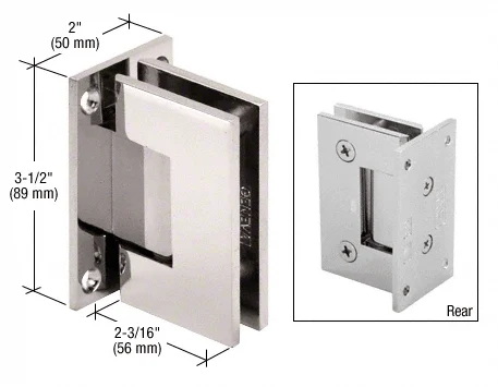 Shower Door Hinge: Geneva 037 Wall Mount, Full Back Plate, Polished Nickel – CRL GEN037PN, photo 2