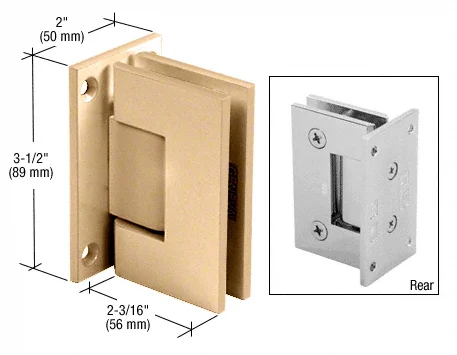 Shower Door Hinge: Geneva 037 Wall Mount, Full Back Plate, Satin Brass – CRL GEN037SB, photo 2