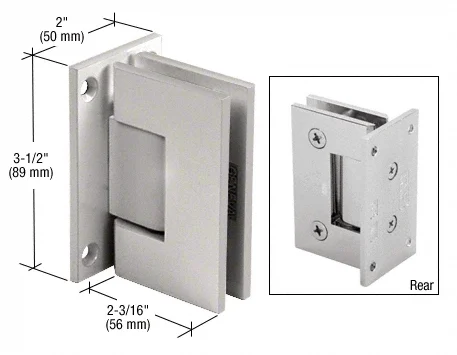 Shower Door Hinge: Geneva 037 Wall Mount, Full Back Plate, Satin Nickel – CRL GEN037SN, photo 2