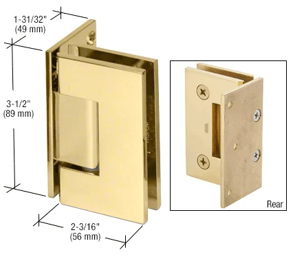 Shower Door Hinge: Geneva 044 Wall Mount, Offset Back Plate, Polished Brass – CRL GEN044BR, photo 2