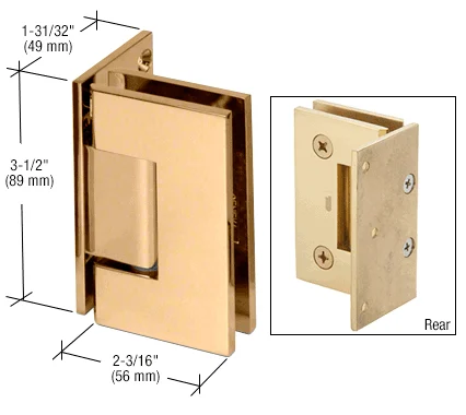 Shower Door Hinge: Geneva 044 Wall Mount, Offset Back Plate, Gold Plated – CRL GEN044GP, photo 2