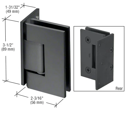 Shower Door Hinge: Geneva 044 Wall Mount, Offset Back Plate, Matte Black – CRL GEN044MBL, photo 2