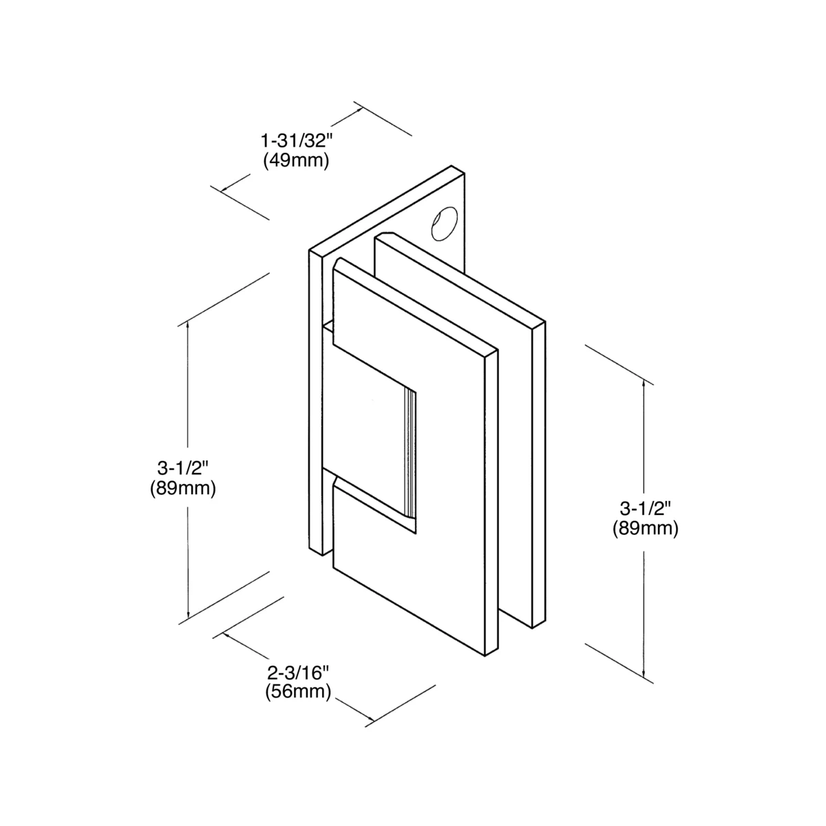 Shower Door Hinge: Geneva 044 Wall Mount, Offset Back Plate, Satin Brass – CRL GEN044SB, photo 4
