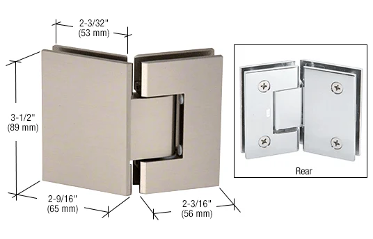 Glass to Glass Shower Door Hinge 135°: Geneva 045, Brushed Nickel – CRL GEN045BN, photo 2