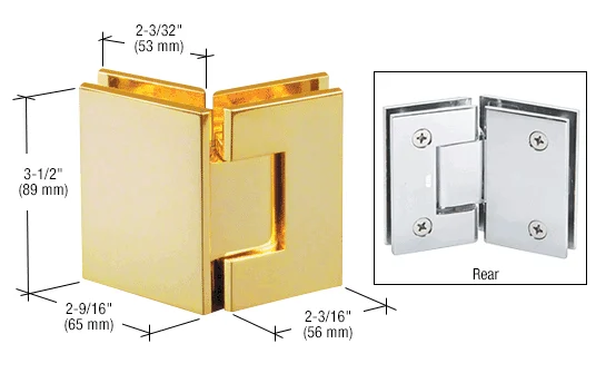 Glass to Glass Shower Door Hinge 135°: Geneva 045, Polished Brass – CRL GEN045BR, photo 2