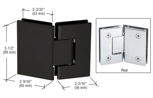 Glass to Glass Shower Door Hinge 135°: Geneva 045, Matte Black – CRL GEN045MBL, photo 2