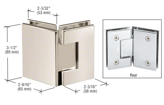 Glass to Glass Shower Door Hinge 135°: Geneva 045, Polished Nickel – CRL GEN045PN, photo 2