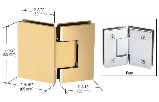 Glass to Glass Shower Door Hinge 135°: Geneva 045, Satin Brass – CRL GEN045SB, photo 2