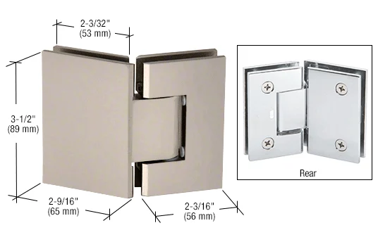 Glass to Glass Shower Door Hinge 135°: Geneva 045, Satin Nickel – CRL GEN045SN, photo 2