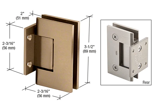 Shower Door Hinge: Geneva 074 Wall Mount, Short Back Plate, Brushed Bronze – CRL GEN074BBRZ, photo 2