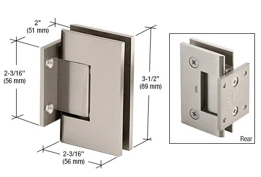 Shower Door Hinge: Geneva 074 Wall Mount, Short Back Plate, Brushed Nickel – CRL GEN074BN, photo 2