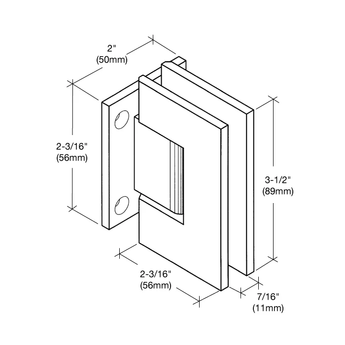 Shower Door Hinge: Geneva 074 Wall Mount, Short Back Plate, Brushed Nickel – CRL GEN074BN, photo 3