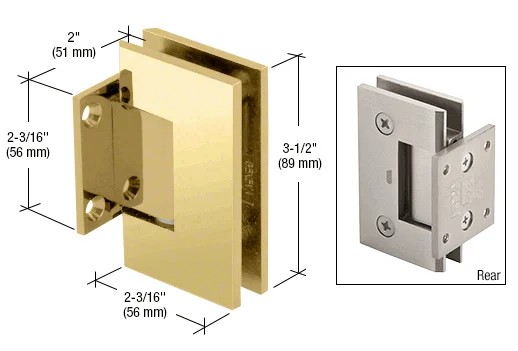 Shower Door Hinge: Geneva 074 Wall Mount, Short Back Plate, Polished Brass – CRL GEN074BR, photo 2