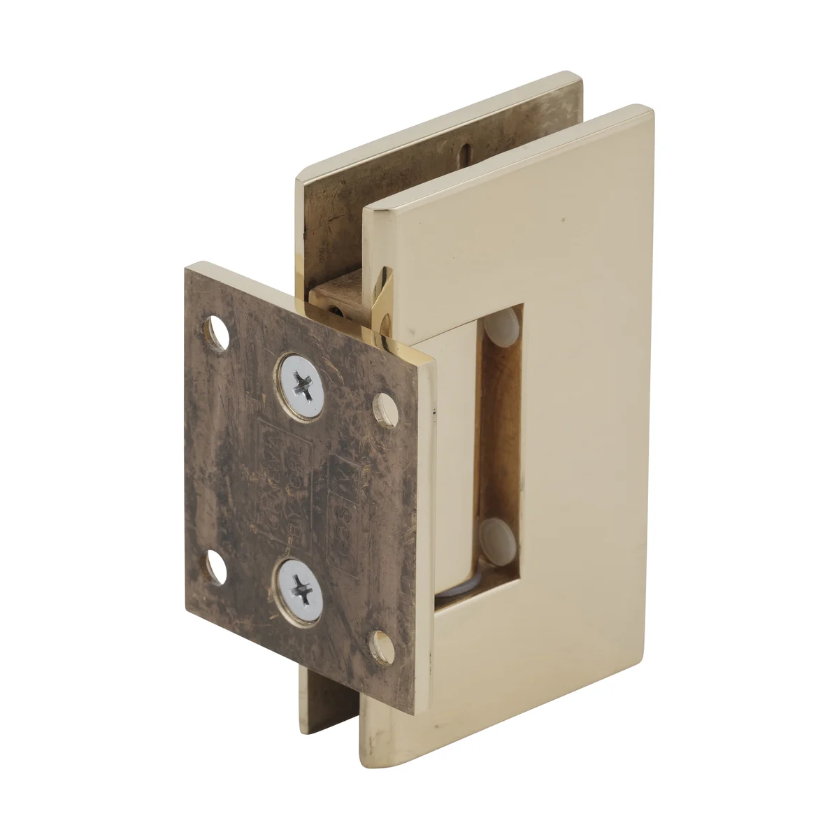 Shower Door Hinge: Geneva 074 Wall Mount, Short Back Plate, Polished Brass – CRL GEN074BR, photo 3