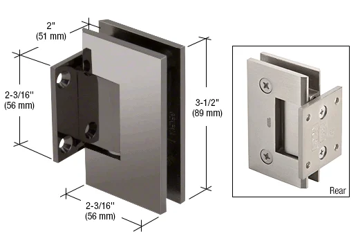 Shower Door Hinge: Geneva 074 Wall Mount, Short Back Plate, Gun Metal – CRL GEN074GM, photo 2