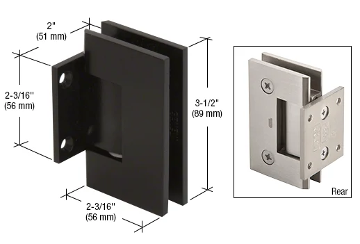 Shower Door Hinge: Geneva 074 Wall Mount, Short Back Plate, Matte Black – CRL GEN074MBL, photo 2