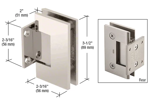 Shower Door Hinge: Geneva 074 Wall Mount, Short Back Plate, Polished Nickel – CRL GEN074PN, photo 2