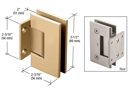Shower Door Hinge: Geneva 074 Wall Mount, Short Back Plate, Satin Brass – CRL GEN074SB, photo 2