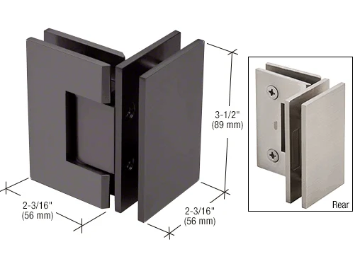 Glass to Glass Shower Door Hinge 90°: Geneva 092, Oil Rubbed Bronze – CRL GEN0920RB, photo 2