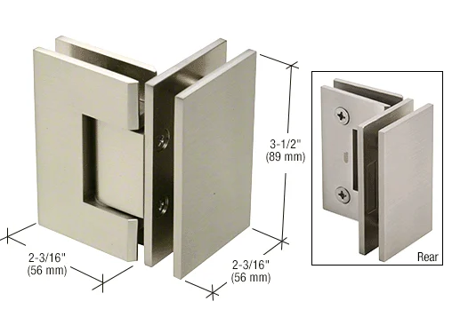 Glass to Glass Shower Door Hinge 90°: Geneva 092, Brushed Nickel – CRL GEN092BN, photo 2