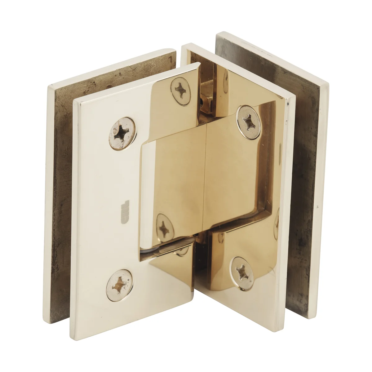 Glass to Glass Shower Door Hinge 90°: Geneva 092, Polished Brass – CRL GEN092BR, photo 3