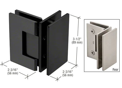 Glass to Glass Shower Door Hinge 90°: Geneva 092, Matte Black – CRL GEN092MBL, photo 2
