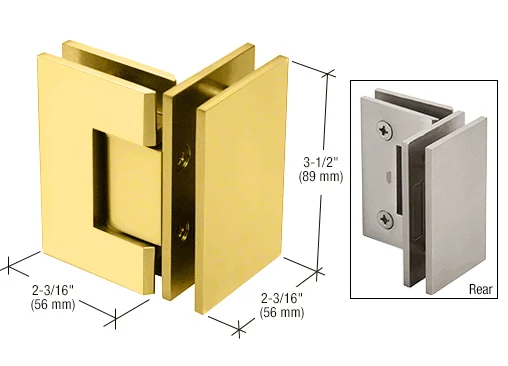 Glass to Glass Shower Door Hinge 90°: Geneva 092, Satin Brass – CRL GEN092SB, photo 2