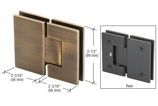 Glass to Glass Shower Door Hinge 180°: Geneva 180, Antique Brass – CRL GEN180ABR, photo 2