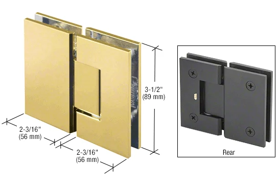 Glass to Glass Shower Door Hinge 180°: Geneva 180, Polished Brass – CRL GEN180BR, photo 2