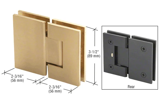 Glass to Glass Shower Door Hinge 180°: Geneva 180, Satin Brass – CRL GEN180SB, photo 2