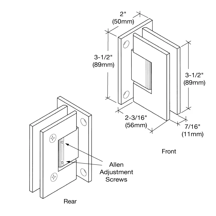 Shower Door Hinge: Geneva 337 Adjustable Wall Mount, Full Back Plate, Oil Rubbed Bronze – CRL GEN3370RB, photo 4