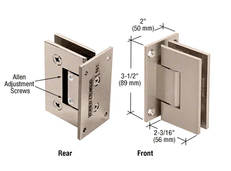 Shower Door Hinge: Geneva 337 Adjustable Wall Mount, Full Back Plate, Brushed Nickel – CRL GEN337BN, photo 2