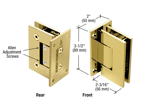 Shower Door Hinge: Geneva 337 Adjustable Wall Mount, Full Back Plate, Polished Brass – CRL GEN337BR, photo 2