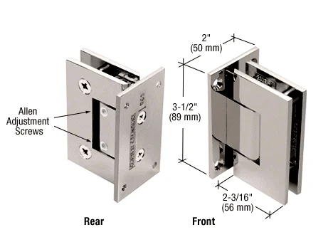Shower Door Hinge: Geneva 337 Adjustable Wall Mount, Full Back Plate, Polished Nickel – CRL GEN337PN, photo 2