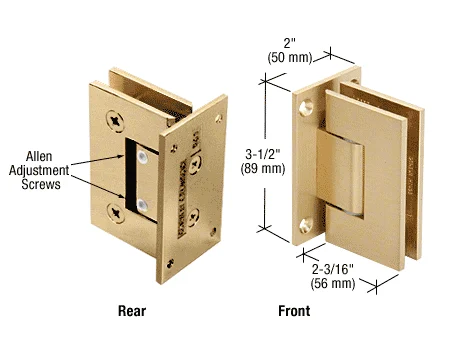 Shower Door Hinge: Geneva 337 Adjustable Wall Mount, Full Back Plate, Satin Brass – CRL GEN337SB, photo 2