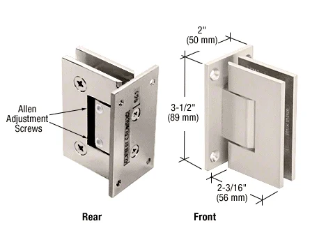 Shower Door Hinge: Geneva 337 Adjustable Wall Mount, Full Back Plate, Satin Nickel – CRL GEN337SN, photo 2