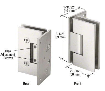 Shower Door Hinge: Geneva 344 Adjustable, Offset Back Plate, Brushed Nickel – CRL GEN344BN, photo 2