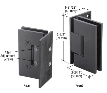 Shower Door Hinge: Geneva 344 Adjustable, Offset Back Plate, Matte Black – CRL GEN344MBL, photo 2