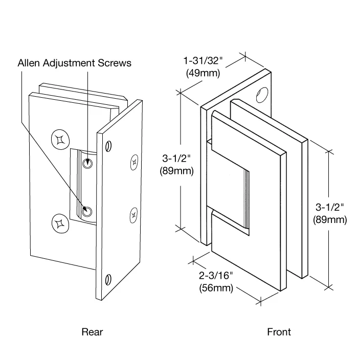 Shower Door Hinge: Geneva 344 Adjustable, Offset Back Plate, Matte Black – CRL GEN344MBL, photo 4