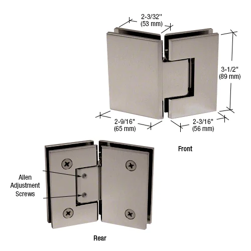 Glass to Glass Shower Door Hinge 135°: Geneva 345 Adjustable, Brushed Nickel – CRL GEN345BN, photo 2