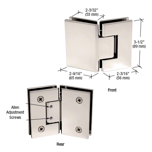 Glass to Glass Shower Door Hinge 135°: Geneva 345 Adjustable, Polished Nickel – CRL GEN345PN, photo 2