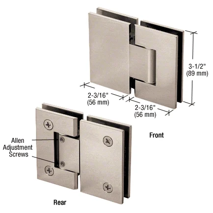 Glass to Glass Shower Door Hinge 180°: Geneva 380 Adjustable, Brushed Nickel – CRL GEN380BN, photo 2